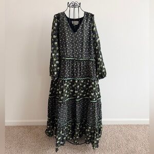 Anthropologie Black Floral Dress
